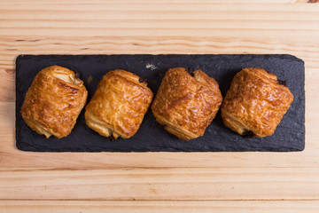 Closeup of a pain au chocolat or napolitana