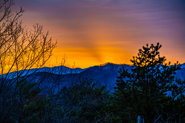 Poster - orange sunrise in the mountains