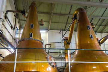 scottish distillery tour - whisky malting vintage equipment. island of islay, inner hebrides, scotla