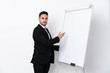 © luismolinero - Young man giving a presentation on white board