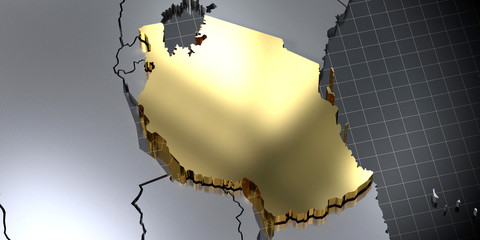 Tanzania - country shape - 3D illustration