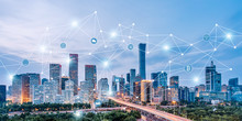 Beijing, China CBD Skyline And Urban Interconnected Big Data Concept