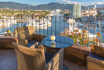 Puerto Vallarta, Famous El Faro lighthouse with panoramic view Puerto Vallarta marina from the restaurant on top