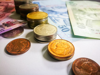 coins and banknotes