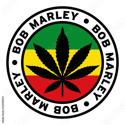 Fotografía Round Bob Marley Rasta Marijuana Flag Clipart