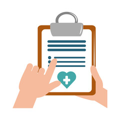 Poster - online doctor hands with clipboard report medical care flat style icon