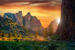 © S Quintans - The towering cliffs at Smith Rock State Park near Bend, Oregon, USA at sunset.