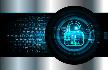 closed padlock on digital background, cyber security
