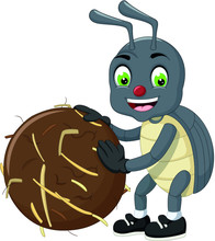 Funny Grey Dung Beetle Cartoon