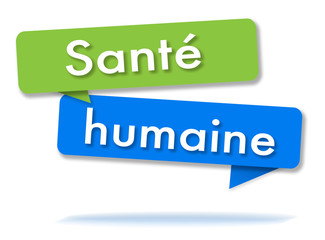 Wall Mural - Human health in colored speech bubbles and french language