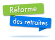 Pension reform in colored speech bubbles and french language
