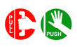 Set of Push Pull Hand Sign Vector Illustration