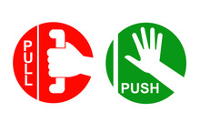 Set Of Push Pull Hand Sign Vector Illustration