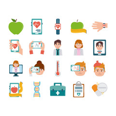 Poster - online doctor health medicine care flat style icons set