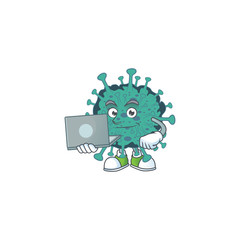 Wall Mural - smart student of critical coronavirus using a laptop