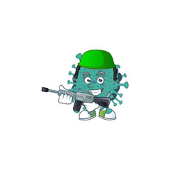 Sticker - An elegant picture of critical coronavirus as an Army having machine gun