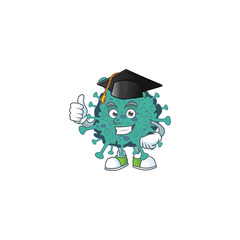 Wall Mural - Happy face of critical coronavirus in black graduation hat for the ceremony