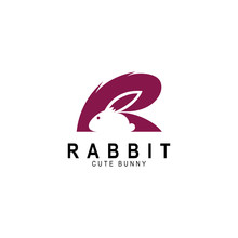 R Logo And Rabbit Design Combination, Simple Icon Template