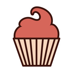 Sticker - sweet cupcake line and fill icon