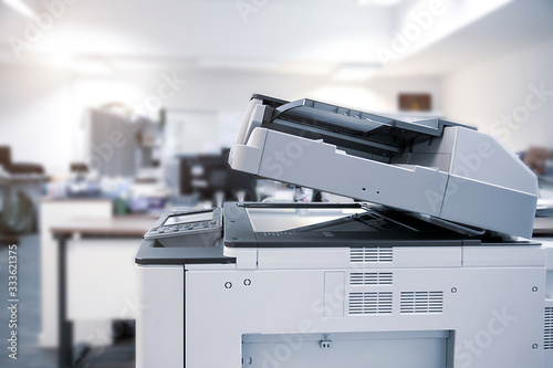 Fotomural The photocopier or network printer is office worker tool equipment for scanning and copy paper