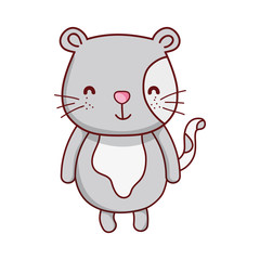 Canvas Print - cute gray cat animal cartoon isolated icon design