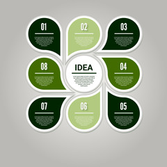 Wall Mural - Vector circle infographic. Template for cycle diagram, graph, presentation and round chart. Business concept with 8 options, parts, steps or processes. Abstract background.