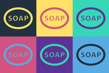 Pop Art Bar Of Soap Icon Isolated On Color Background. Soap Bar With Bubbles. Vector Illustration