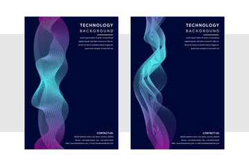 Poster - Minimal vector covers design. Cool gradients use purple and blue colors. Future geometric template with dot and line pattern. flat blue background  with white text. vertical layout A4 size. 