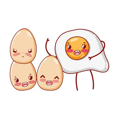 Poster - breakfast cute fried egg and eggs happy cartoon