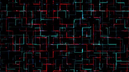 Poster - Procedural line background with in between blue and red changing color - abstract speed animation and movement