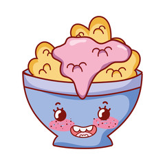 Canvas Print - cereal in bowl breakfast food cute kawaii isolated icon