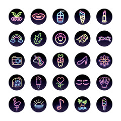 Wall Mural - bundle of neon lights set icons