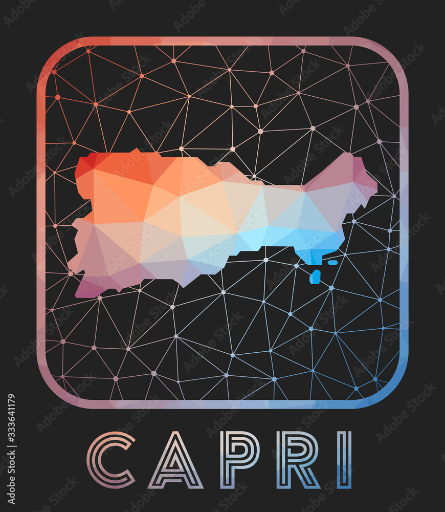 Capri map design. Vector low poly map of the island. Capri icon in ...