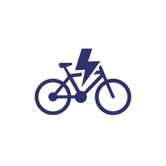 Poster - electric bicycle, bike vector icon on white