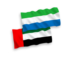 Flags of United Arab Emirates and Sierra Leone on a white background