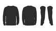 Men's black sweatshirt template,from two sides and arms,isolated on white background. [BLANK.SUITABLE FOR MOCK UP]