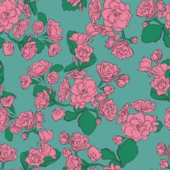 Kalanchoe flowers background print for textile. The drawn flowers beautiful illustration for the fabric. Design ornament pattern seamless.