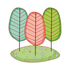 Poster - trees botanical cartoon isolated icon design