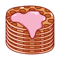 Canvas Print - breakfast food pancakes with syrup cartoon isolated icon