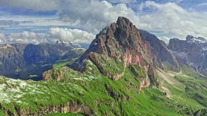 Wall Mural - areal view of seceda in dolomites, south tyrol, italy