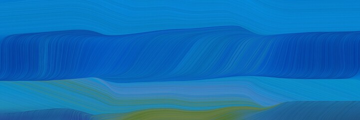 Poster - landscape orientation graphic with waves. smooth swirl waves background illustration with strong blue, dark olive green and teal blue color