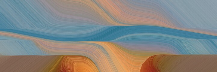 Poster - landscape banner with waves. modern soft curvy waves background design with light slate gray, dark salmon and brown color