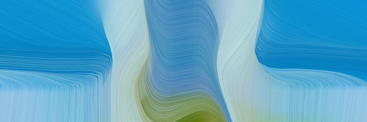 Poster - landscape orientation graphic with waves. modern soft swirl waves background design with steel blue, pastel blue and sky blue color