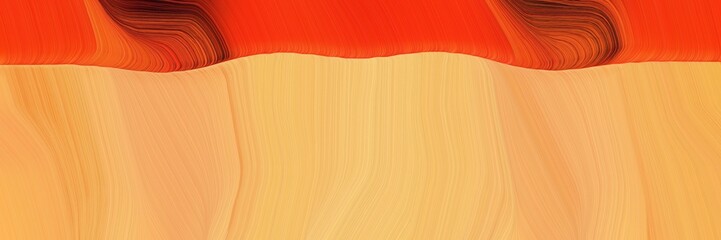 Poster - landscape orientation graphic with waves. modern soft swirl waves background illustration with sandy brown, orange red and dark red color