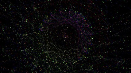 Wall Mural - abstract mathematics inspired psychedelic particle animation on black