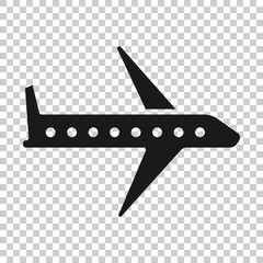 Plane icon in flat style. Airplane vector illustration on white isolated background. Flight airliner business concept.