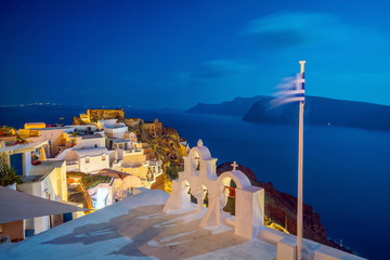 Oia town cityscape at Santorini island in Greece