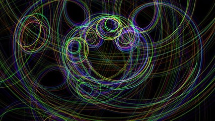Wall Mural - abstract cosmic inspired psychedelic particle animation on black