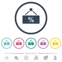 Poster - hanging discount table flat color icons in round outlines