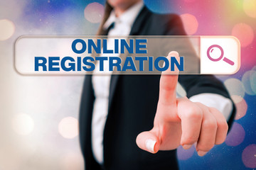 Leinwandbilder - Writing note showing Online Registration. Business concept for System for subscribing or registering via the Internet
